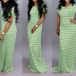 Sexy Women's Striped Short Sleeve Maxi Dresses Wholesale Womens Clothing