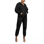 Solid Color Cardigan Hooded Sweatshirt Pants Set Wholesale Womens Clothing N3823103000043