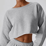 Long-Sleeved Cropped Tops Loose Casual Sportswear Wholesale Womens Clothing N3823122500006