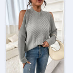 Loose Knitted Solid Color Off-The-Shoulder Casual Sweater Wholesale Women'S Top