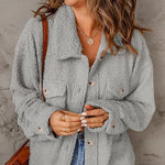 Cropped Pocket Wool Grain Fleece Lamb Jacket Wholesale Womens Clothing N3823100900012