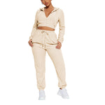 Casual Tracksuit Jacquard Hooded Zipper Wholesale Womens 2 Piece Sets N3823102000130