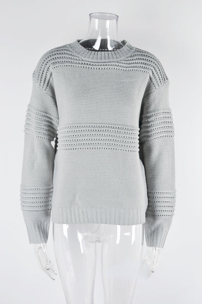 Solid Color Knitted Bottoming Long-Sleeved Pit Strip Pullover Sweater Wholesale Women'S Top