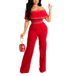 Sexy Off-Shoulder Short Sleeve Jumpsuit Wholesale Womens Clothing N3823111400041