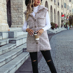 Winter Lapel Sleeveless Casual Bubble Fleece Cardigan Vest Wholesale Womens Clothing N3823111600016