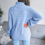 High-Necked Long Sleeve Hollow Casual Knitted Sweater