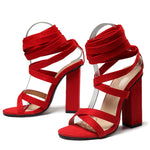 Thicker Straps Solid Lady High-Heeled Sandals