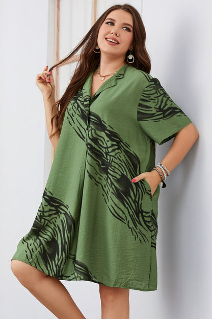 Printing Short Sleeve V Neck Wholesale Plus Size Dresses for Women Summer