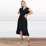 Sexy V-Neck Chiffon Midi Dress Sleeveless Fishtail Hem Irregular Wholesale Dresses With Belt
