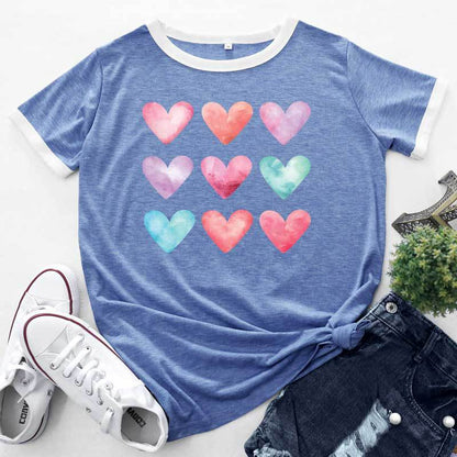 Heart Print Short Sleeve Wholesale T-shirts For Women Summer