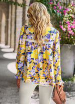 Floral Print Shirts Lantern Sleeve Blouse Wholesale Womens Tops