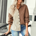 Contrasting Color Fashion Shirt Jacket Wholesale Womens Tops