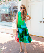 Resort Fashion Colorful Print Swing Tie Sleeveless Dress Wholesale Dresses