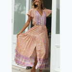 Boho Vacation Slit Maxi Dresses Wholesale Bohemian Dress For Women