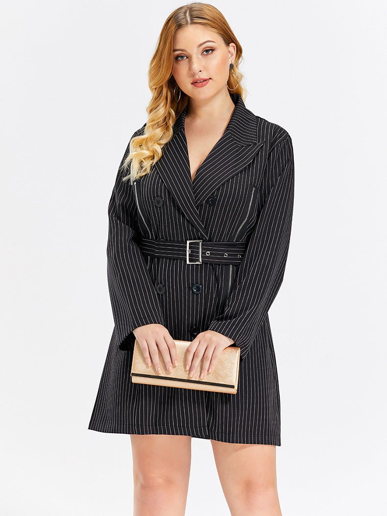 Large Size Women Coat Wholesale Belt Suit Wind Coat Plus Size Clothing Vendors