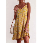 Floral Print Casual Sling Sundresses Beach Ruffled Dress Vacation Wholesale Dresses SD531412