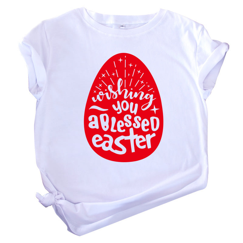 Women Fashion Easter Print Wholesale T-shirts Summer