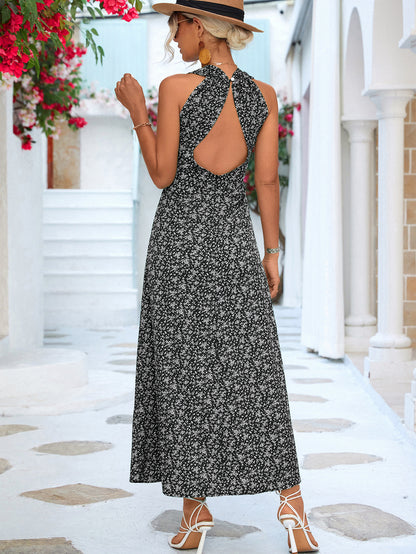 V Neck Printed Sleeveless Open Back Tank Dress Wholesale Dresses