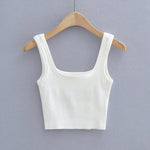 Square Neck Solid Color Slim Short Suspender Vest Women'S Wholesale Crop Tank Tops ST204404