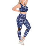 Sport Bra & Mesh Leggings Printed Curvy Activewears Yoga Fitness Suits Workout Plus Size Two Piece Sets Wholesale