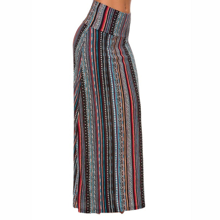 Ethnic Style Printed High Waist Long A-Line Dresses Wide Swing Wholesale Skirts Bohemian