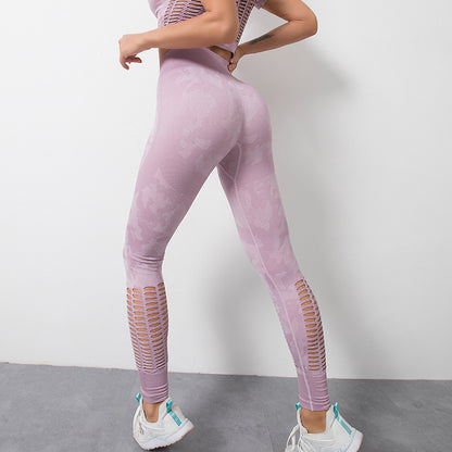 Camo Mesh Breathable High Waist Yoga Cropped Pants