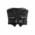 Lace-Up Solid Color Waist PU Leather Wrap Chest Corset Sexy Women'S Clubwear Wholesal Tube Tops