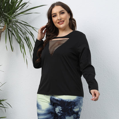 Solid Color Hollow Design Women Blouses Plus Size Wholesale Vendors