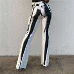 High Waist Digital Print Contrasting Color Slim Flared Casual Pants Wholesale Women Bottom