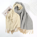 Casual Color Combination Double-Sided Faux Cashmere Tassels Shawl Wholesale Scarf