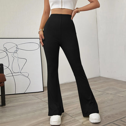 Solid Color Women'S High-Waist Wholesale Pants Knitted Casual Trousers