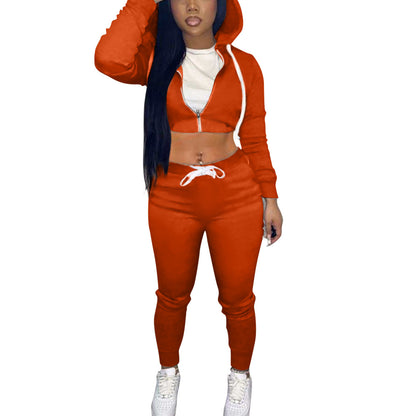 Activewear Sets Crop Hoodie And Pants Women Outfits