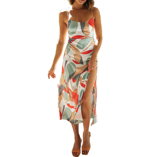 Valentine'S Day Multicolor Printed Side Slit Midi Wholesale Dress