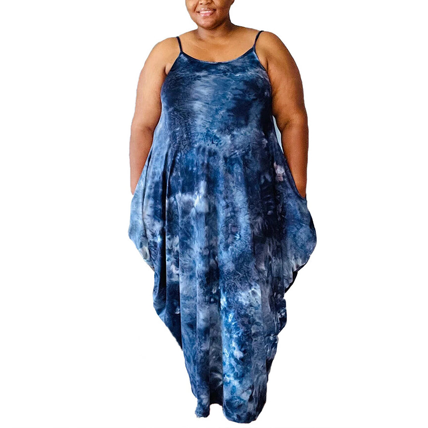 Plus Size Tie Dye Wholesale Maxi Dress