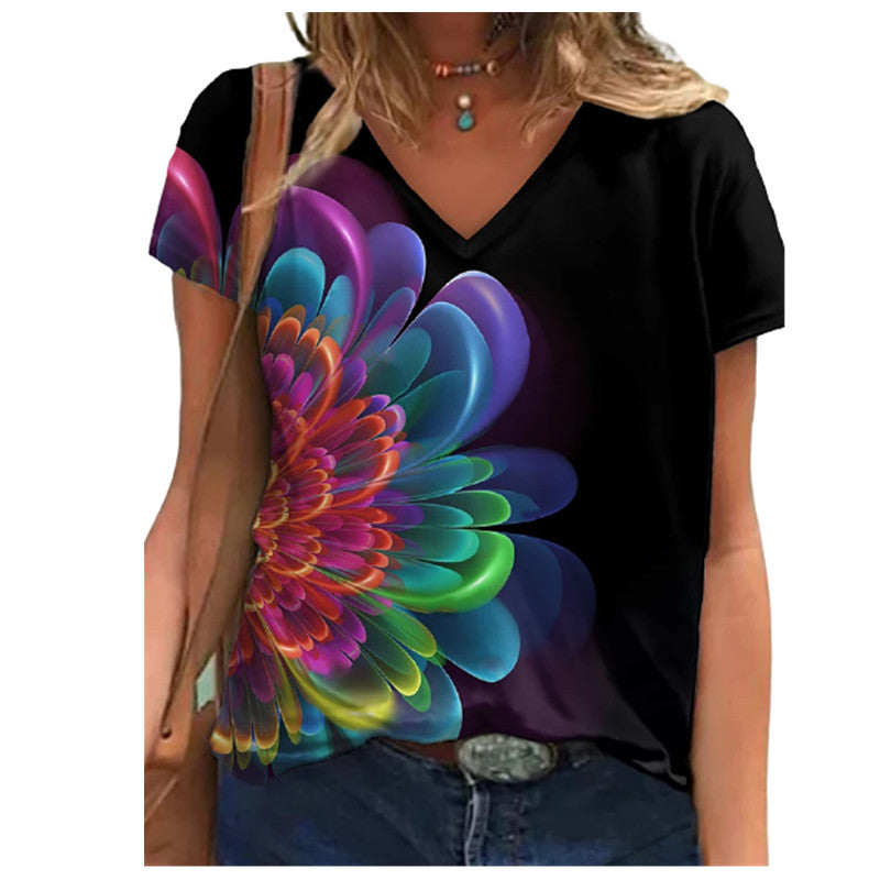 Summer Woman Wholesale V-Neck T-Shirt