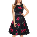 Sleeveless Fashion Elegant Dresses Floral Prints Big Hem