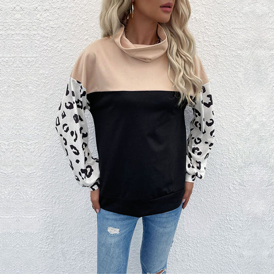 Colorblock Long Sleeve Casual Turtleneck Sweatshirt Wholesale Womens Tops