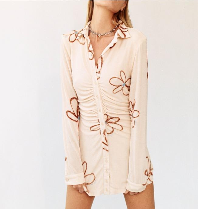 Printed Pleated Cardigan Floral Dress