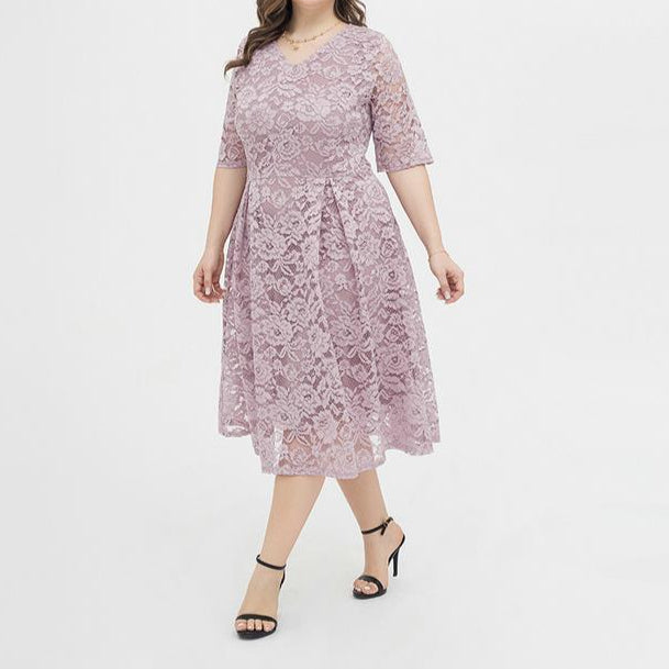 Pink Plus Size Lace T Shirt Wholesale Dress