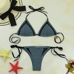 Split Swimsuits Colorblock Print 2pcs Sets Lace-Up Mini Bikini Sexy Womens Swimwear Wholesale Vendors