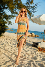 Printed Sleeveless Wholesale Dresses Knitted Casual Vacation Maxi Dress