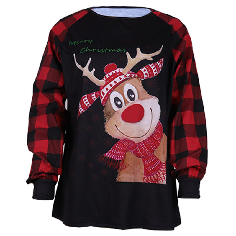 Christmas Printed Crew Neck Long Sleeve T-Shirt Wholesale Womens Tops