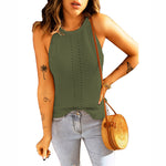 Solid Color Sleeveless Hollow Casual Knit Loose Womens Vests Wholesale Tank Tops