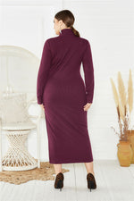 Women Dress Wholesale Solid Color Side Split Wool Dress Slim Fit Knitted Dress