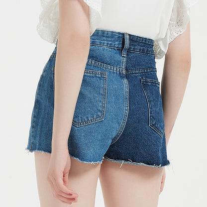 Colorblock Summer Women'S High Waist Hot Pants Trendy Wholesale Denim Shorts