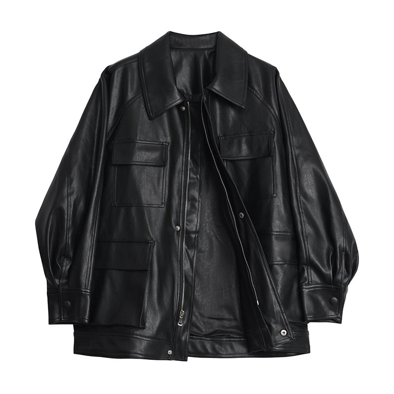 Fashion Tie-Up Motorcycle Long Retro PU Leather Jacket Wholesale Coats And Jackets