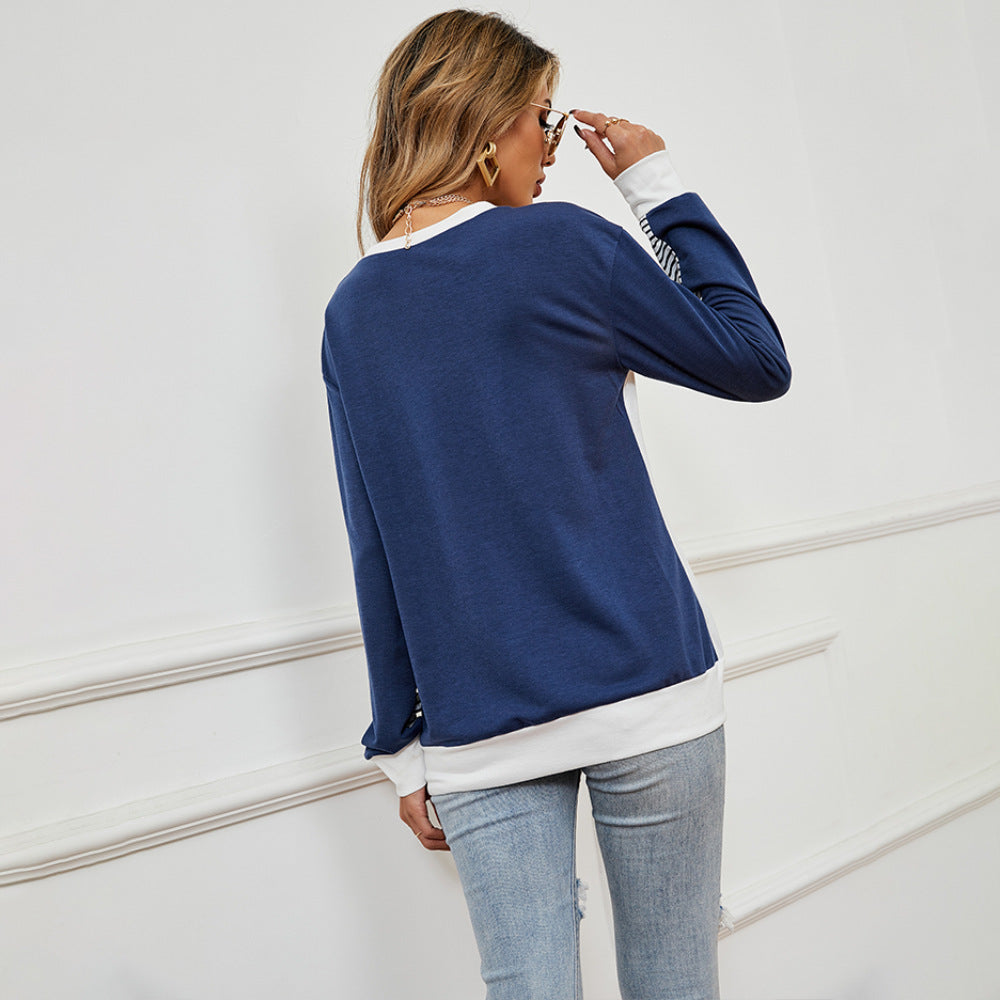 Striped Long Sleeve Top Wholesale Women Sweatshirt