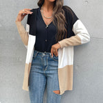 Colorblock Outerwear Long Sleeve Sweater Jacket Wholesale Cardigans
