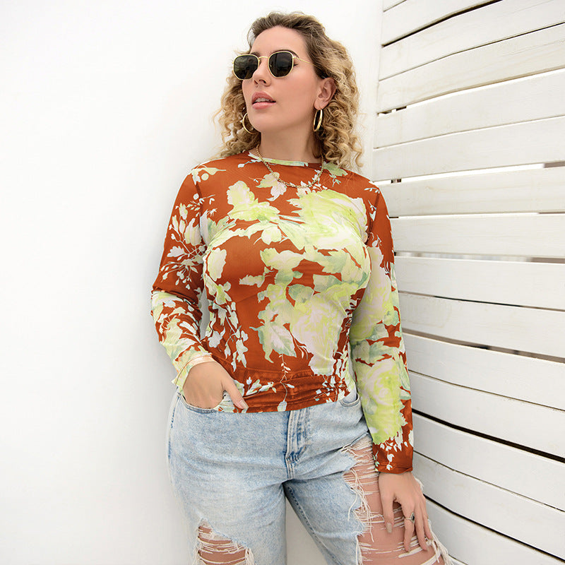 Tie Dye Printed Fashion Wholesale Plus Size Tops Women Blouses