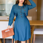 Long Sleeve Slim Short Jackets & Tank Dress Denim Suits Wholesale Women'S 2 Piece Sets SON561279